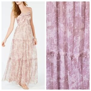 Adrianna Papell Ruched Pleated Floral Chiffon Maxi Dress BHLDN